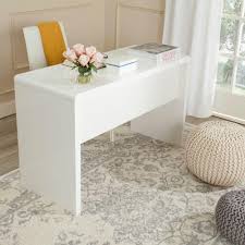 Safavieh 47 In Rectangular White Writing Desk With Open Storage Fox2201a The Home Depot Modern White Desk White Writing Desk White Desks