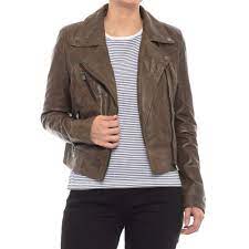 Bod Christensen Women Leather Moto Jacket Cropped Biker Khaki Xs Bodchristensen Motorcycle Womens Black Leather Jacket Leather Moto Jacket Leather Women
