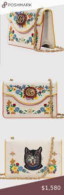 Gucci Ricami Canvas Flora Embroidered Shoulder Bag In 2021 Embroidered Shoulder Bag Embroidered Floral Embroidery