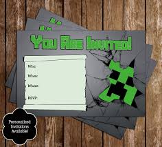 Minecraft Birthday Card Printable Free Novel Concept Designs Free Minecraft Creeper Inspired Birthday Invitation Prin Printable Birthday Invitations Minecraft Birthday Card Birthday Card Printable