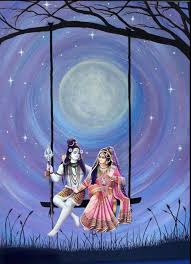 Lord Shiva And Parvati Having A Swing In Creative Art Painting Lord Shiva Painting Shiva Parvati Images Shiva Statue
