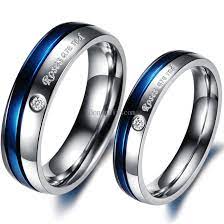 Blue Center Silver Stainless Steel Rose Are Red Anniversary Wedding Band Emerald Engagement Ring Set Blue Tungsten Ring Matching Wedding Rings