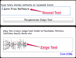 Use this text generator to make zalgo text for use on facebook, twitter, etc. 6 Free Online Zalgo Text Generator