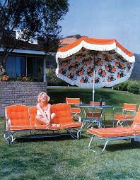 Marilyn Monroe On Bright Orange Patio Furniture Repinned By Secret Design Studio Melbourne Www Facebook Com Secretde Vintage Patio Colorful Patio Patio Set