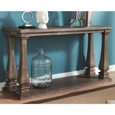Coffee table sets typically include a coffee table (sometimes called a cocktail table) and one or two end tables. Signature Design By Ashley Johnelle Sofa Table In Weathered Gray Nebraska Furniture Mart