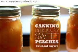 Most canning sites will caution you that using sweetened syrup helps to preserve the peaches' color and texture, which would be lost to some degree when canning peaches in water. Canning Deliciously Sweet Peaches Without Sugar Weed Em Reap