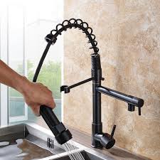 Black ceramic kitchen sinks ukrainian keyboard overlay stickers. Home Faucets Kitchen Faucet Swivel Spout Pull Down Sink Single Hole Spring Hot Cold Mixer Tap Home Improvement
