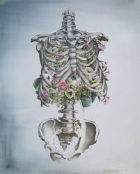 Human heart made of flowers. Anatomy Paintings