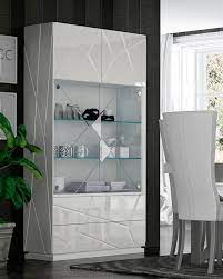 This china cabinet features a cottage white finish with dark brown top and open shelf. Kiu Modern Display Cabinet China White By Franco Furniture Spain Sohomod Com