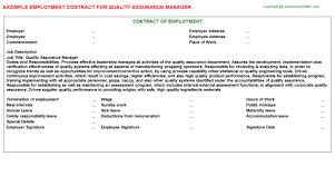 Quality Assurance Manager Employment Contract