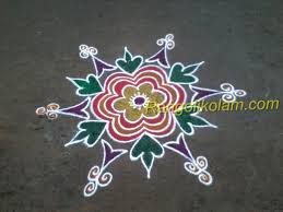 Cute Flower Kolam Rangoli Colours Indian Rangoli Designs Beautiful Rangoli Designs