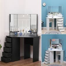 Modern Corner Dressing Table Set W 3 Large Mirror 5 Drawers Makeup Desk Dresser Ebay Otherwise could use a table saw to get the right size front board.
