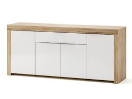 Buffet Bas 4 Portes 1 Tiroir Blanc Et Bois L177 2 Cm Naxis Vitrinekast Dressoir Kast