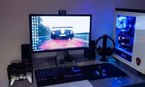 Black And White Pc Setup Pc Setup Of George Bianconeri Gaming Setup Black And White With Accents Of Blue And Red And New Headset And Gpu Gaming Setup Pc Setup Game Room Kids