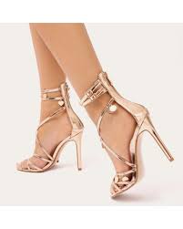 These white sapphires are cut to my specifications and measure 9x7mm. Public Desire Synthetic Charmed Strappy Stiletto Heels In Rose Gold In Pink Lyst