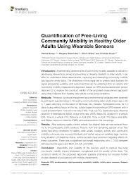 Pdf Quantification Of Free Living Community Mobility In