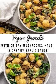 Creamy Vegan Mushroom Kale Gnocchi Gnocchi Dishes Vegan Gnocchi Recipe Gnocchi Recipes Healthy