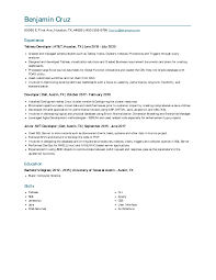 tableau developer resume for 1 year