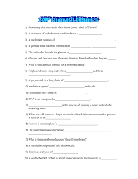 After completing this macromolecule worksheet students are always referring back to it. Macromolecule Review Questions With Answers