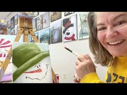 Easy Chunky Snowman Fence board acrylic painting tutorial taught and  designed by Holly Hanley