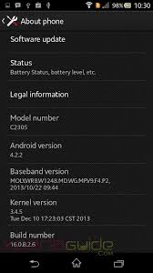 Xperia C Android 4 2 2 16 0 B 2 6 Firmware Update About Phone Screenshot Firmware Android Software Update