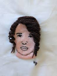 Finally finished Iga Vandenhove. The hair didn't work the way I was hoping.  Learning lots with each one! Wool yarn, floss, thread & felt