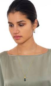 Handmade 18k Gold Indicolite 'Blue Tourmaline' Drop Pendant For Sale at  1stDibs