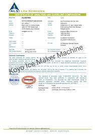 Mytest lab provides the technical analytical expertise and support services to carry out waste. Lab Test Report Ice Maker Machine Koyo Malaysia