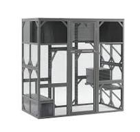 Syngar Luxury Wood Cat Cage, Outdoor Large Wooden Catio Enclosure with  Bouncy Bridge, Platforms, Small Houses, Seating and Sunshine Panel, Walk in  Cat ...