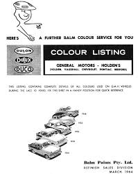 1961 Holden Paint Charts And Color Codes