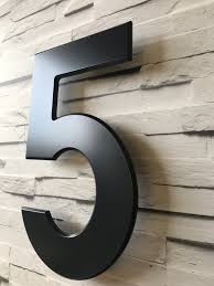 Stunning Large House Number 5 Individually Made From High Grade Aluminium With Hidden Aluminium Fixings 29 5 Cm H 17 Cm W 0 6 Cm D Chamf Numero Maison Maison