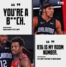 In honor of the raptors 20th season, they revealed the throwback purple dino jerseys to wear on several nights. Nba Buzz Kyle Lowry Wanted The Smoke With Aaron Gordon Facebook