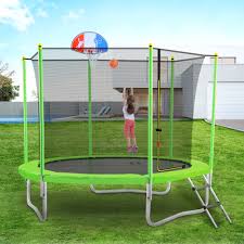 It is vitally important to use your trampoline properly and follow all safety guidelines. Large Trampoline With Basketball Hoop Safety Net Jumping Mat Spring Cover Pad For Outdoor Garden Easy Assemble 10ft Walmart Com Walmart Com