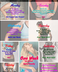 One Week Plan For Your Best Body Daily Workout Plan Daily Workout At Home Workout Plan