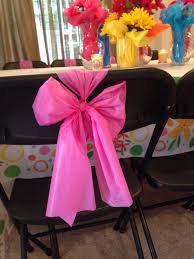 Chair Bows Made 16 Out Of One Plastic Tablecloth Plastic Tablecloth Table Cloth Decorations Plastic Tablecloth Backdrop