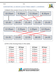 24 Hour Clock Conversion Worksheets