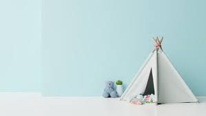 Mock Up In Children S Playroom With Tent And Table Sitting Doll On Empty Blue Wall Background Spon Tent Tabl In 2020 Childrens Playroom Sitting Doll Blue Walls