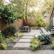 In This Brooklyn Backyard Brooklandscape Edged Limestone Pavers With Crushed Limestone Du Brooklyn Backyard Backyard Landscaping Designs Backyard Landscaping