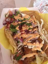 Red cabbage slaw (red cabbage, onion, cilantro, and lime). The Battered Fish Tacos Were Delish Picture Of Mike S Taco Club San Diego Tripadvisor