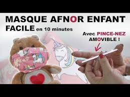 Regardez Masque Afnor Enfant En 10 Minutes Avec Pince Nez Amovible Sur Youtube Masque Enfant Machine A Coudre Enfants Masque