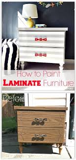 How To Spray Paint Laminate Furniture As Long As You Rough The Surface Up A Painting Laminate Furniture Laminate Furniture Makeover Painting Old Furniture