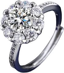 CIADAZ Engagement 1ct Moissanite Halo Promise Ring, D-E Color Lab Created  Diamond Sterling Silver Wedding Ring For Women | Amazon.com