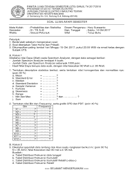 Contoh soal statistika kuliah semester 1. Soal Uts Statistik S1 Te Okt 2017 Pdf
