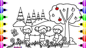 How To Draw Children Playing In The Park Coloring Book For Kids Children S Coloring Page Drawing Books For Kids Toddler Coloring Book Free Coloring Pages