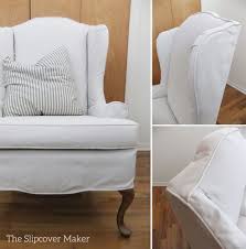 Learn how to slipcover a wingback chair with painter's drop cloth. Custom Canvas Slipcover For Wingback Chair The Slipcover Maker
