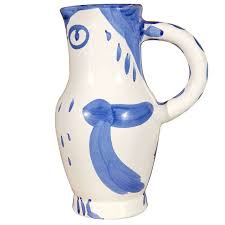 Vintage bmp blue mountain pottery bud vase made in canada 10 in. Pablo Picasso Ceramic Pitcher In Blue Owl Madoura At 1stdibs