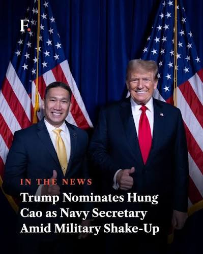 U.S. President Donald Trump has nominated acting Navy Secretary Hung Cao to  serve permanently as the U.S. Navy's top civilian leader. A 25-year Navy  veteran and former special operations officer, Cao served