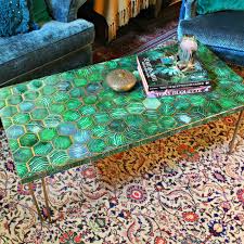 I tried to sell it without success, then i remembered this tiled kitchen table a friend of mine used to have and i thought something like it for a coffee table would be very charming and give a special touch to our living room. Faux Malachite Tile Table Diy Mark Montano