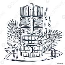 Hawaii coloring pages to print. Hawaiian Tiki Mask Tattoo