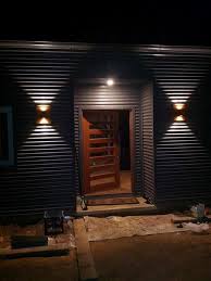 Tip We Colourbond Clad Our House For Minimum Maintenance Teamed With These Led Lights It S Beautiful Still Buildi House Cladding Shed Homes Fence Lighting